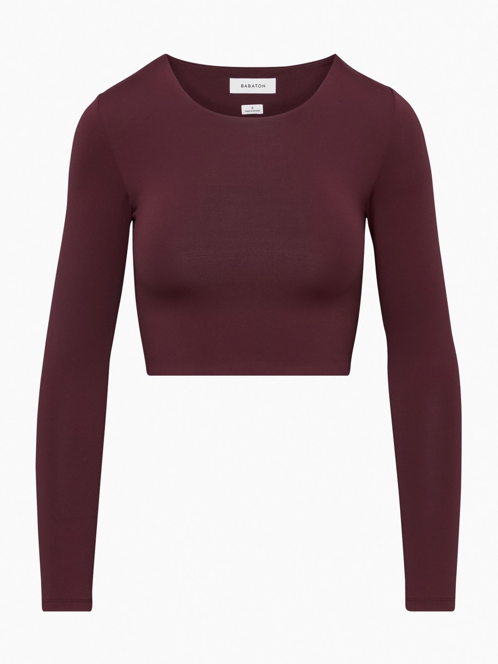 Aritzia Babaton Burgundy Wine Cropped Long-Sleeve Crew